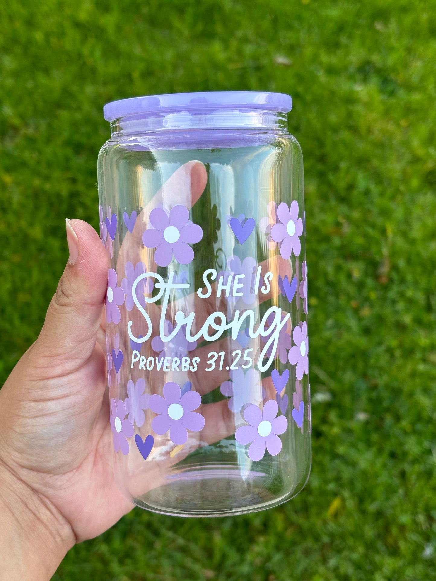 She is Strong Glass Cup