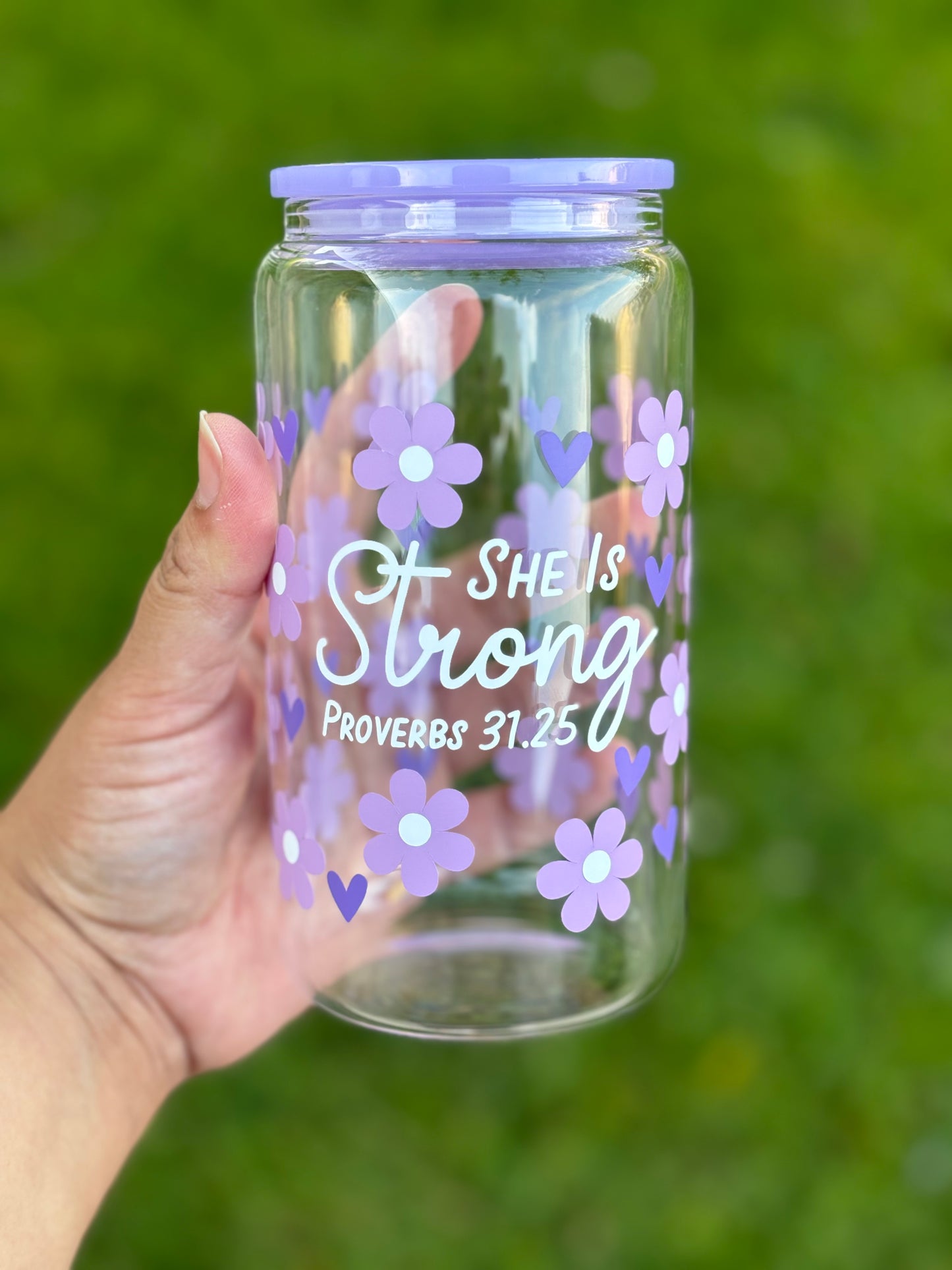 She is Strong Glass Cup