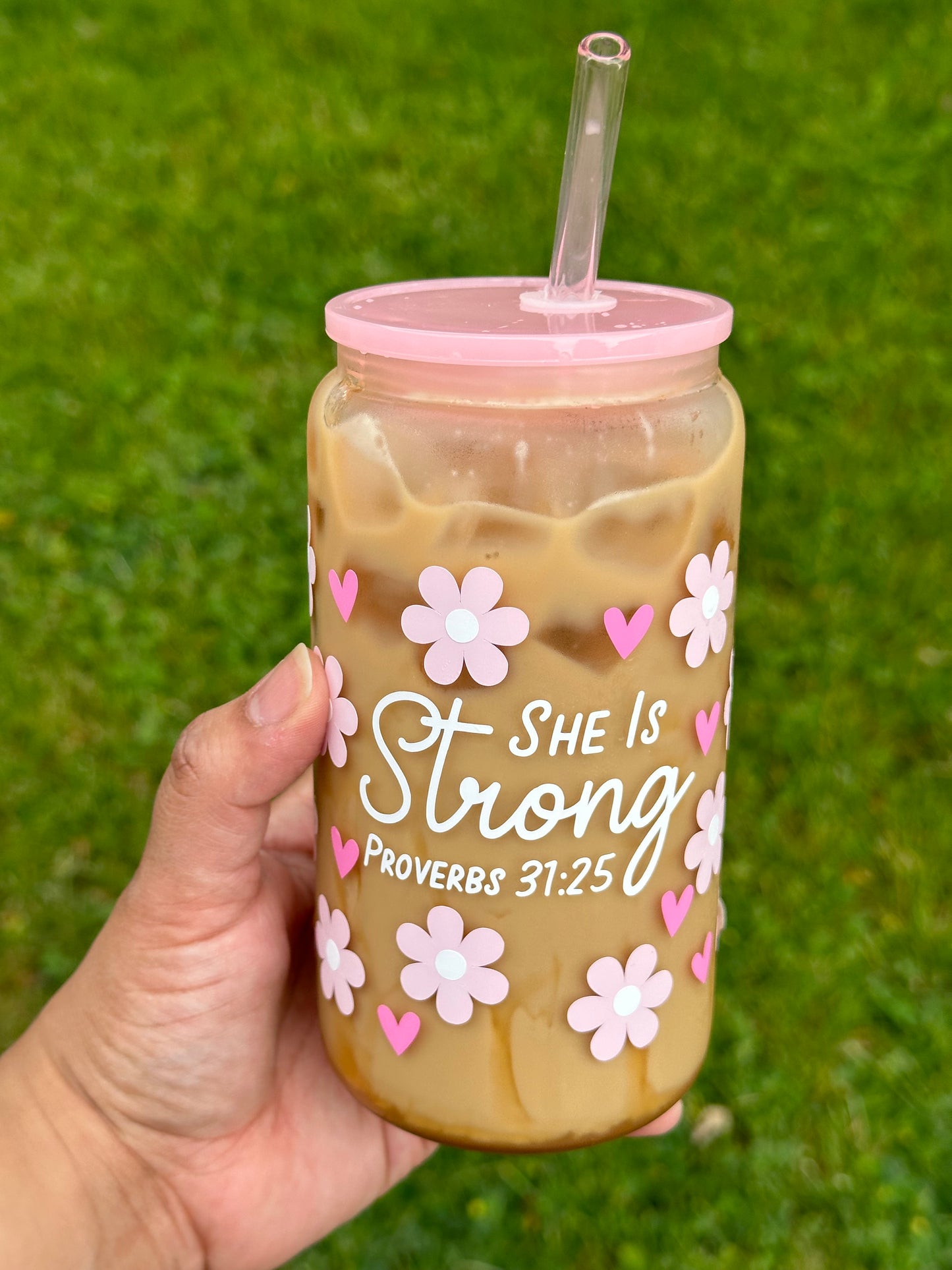 She is Strong Glass Cup