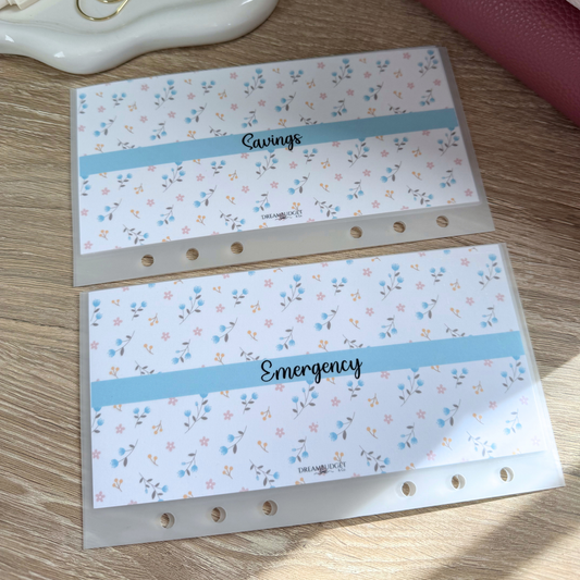 Blue Matte Floral Cash Envelopes Set of 3